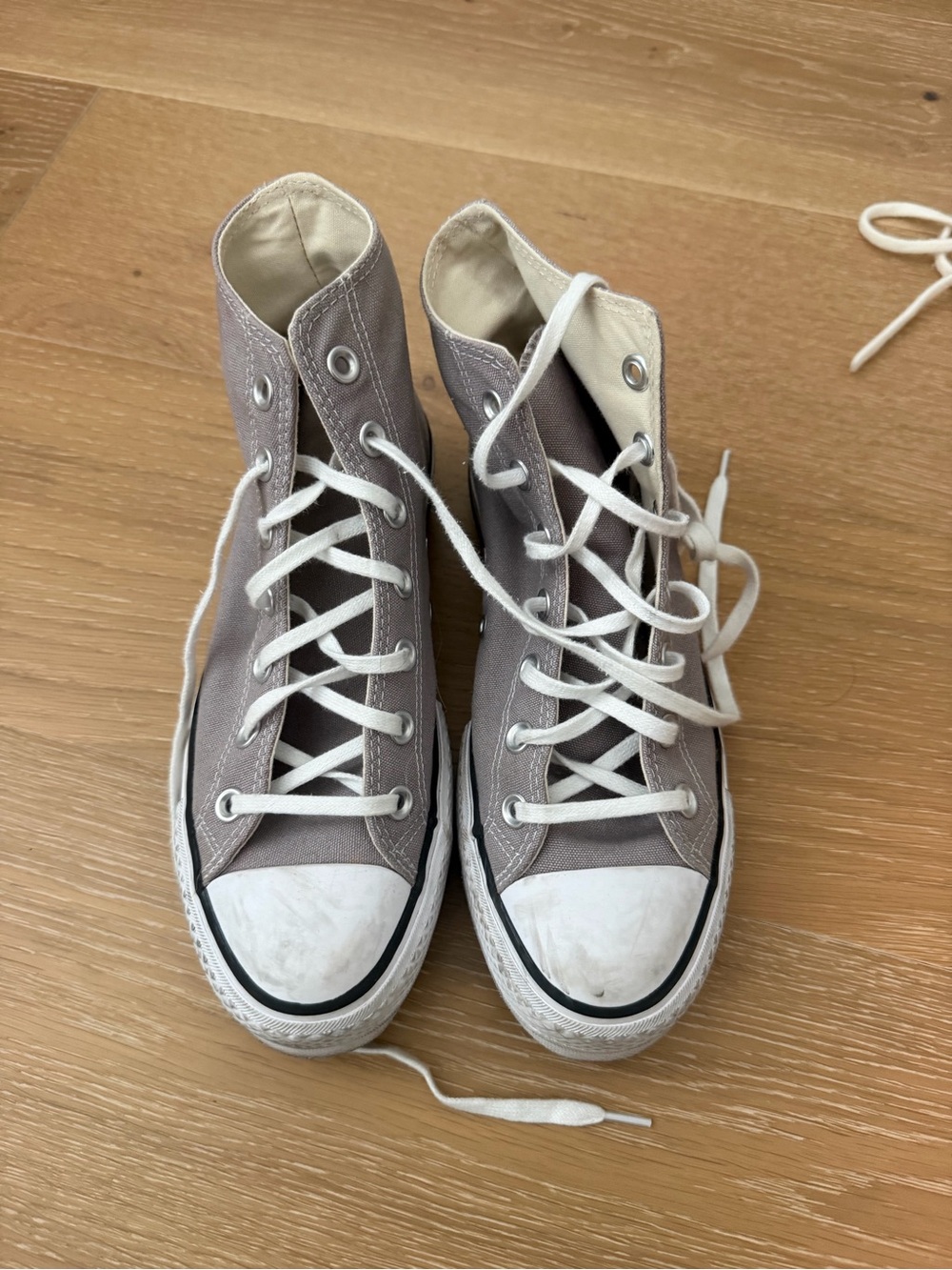 Converse High-Top Sneakers in Light Taupe and White